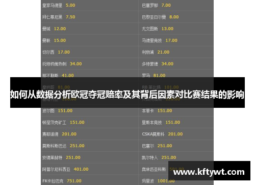 如何从数据分析欧冠夺冠赔率及其背后因素对比赛结果的影响